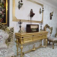 کنسول آنتیک میز چوب راش ورق طلا