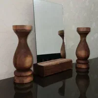 آینه و شمعدان چوبی گلدان چوبی و انواع تزئینات چوبی