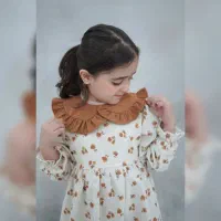پیراهن دخترانه پاییزه لباس بچگانه یقه کبریتی لینن|کفش و لباس بچه|قم, بنیاد|دیوار