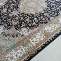 فرش ۹ متری کف سورمه ای خاطره کاشان با تراکم بالا