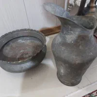 پارچ و حنادون و کاسه آفتابه لگن مسی