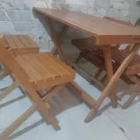 میز و صندلی تاشو چوبی ۴ نفره
