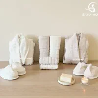 حوله ست عروس و داماد (سفید و کرم) مخصوص جهیزیه