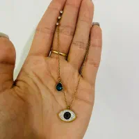 گردنبند زیبا بادوپلاک و روی زنجیرش ۳تانگین داره نو