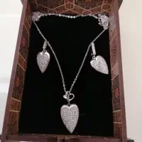 ست نقره و گلگوش نقره خارجی روکش طلای سفید