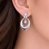 گوشواره های پایه جواهری نقره