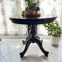 میز چوبی ناهارخوری گرد خارجی همراه با شیشه چند میل|میز و صندلی غذاخوری|تهران, تهرانپارس غربی|دیوار