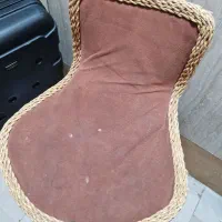 صندلی گردون . رویه مخملی . دور بافت حصیری