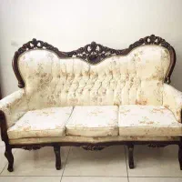 مبلمان ۹نفره تمام چوب روکش پارچه ساتن