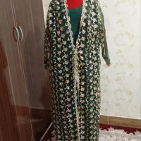 مانتو آبشاری دو رویه حریر و پیراهن دو تکه مجلسی