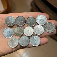 تعداد ۱۲ عدد سکه نقره یکهزار دینار احمد شاه قاجار