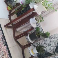 استند گلدان ۷ طبقه لولایی چوبی وپایه گلدان3تایی