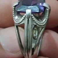 انگشترنقره آنتیک سنگ یاقوتی آبی بنش
