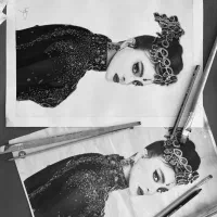 سفارش نقاشی سیاه قلم هدیه روز مادر و ولنتاین