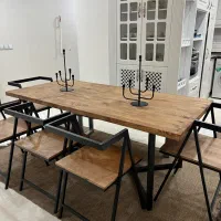 میز نهار خوری چوب فلز ( روستیک ) کد ۲۰۰