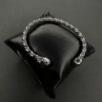 دستبند بنگل طرح جمجه نقره ای