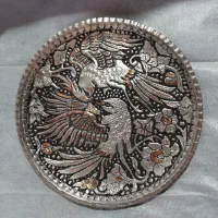 بشقاب مسی قلمزنی گل و مرغ