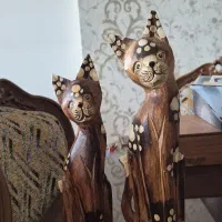۲ تا گربه چوبی دست ساز هندی سبک و سالم