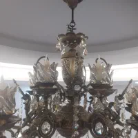 لوستر ۵شاخه و ۱۰ شعله در حد نو|لوستر و چراغ آویز|اردبیل, |دیوار