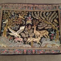 پشتی سرمه ای دستباف کاشی کارکرده