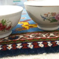 دو عدد کاسه چینی قدیمی دور طلایی