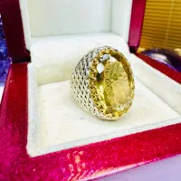 انگشتر فوق کلکسیونی گوهرسنگ سیترین کوارتز جواهری