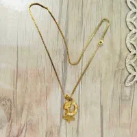 زنجیر پلاک استیل طلایی رنگ ثابت