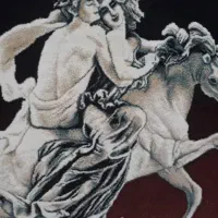 تابلو فرش تندیس زوج اسب سوار