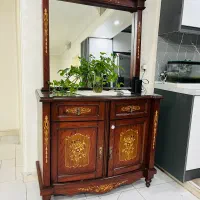 فروش کنسول چوب گردو با منبت کاری عرض ۱۱۰