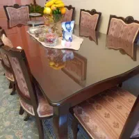 میز ناهارخوری ۸ نفره تمام چوب با بوفه تمیز در حدنو