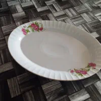 دیس گل سرخ وظرف بلور گرد گود