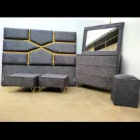 تخت خواب دونفره پارچه ای با تشک