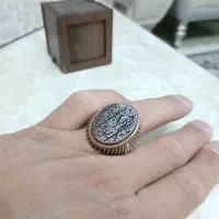 انگشتر عقیق خط با رکاب دست‌ساز