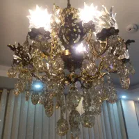 لوستر تمام برنج سنگین 6 شاخه 12 لاله