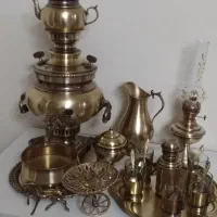 ساعت برونز وپایه و سرویس سماور ۶ لیتری