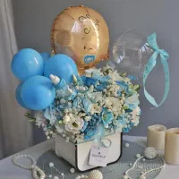 دستهگل پروانه روبان بالن باکس نوزادطبیعی و عروس|گل مصنوعی|مشهد, طلاب|دیوار