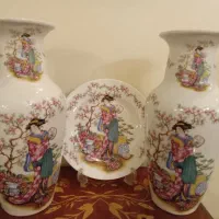 گلدان وبشقاب چینی