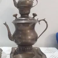 ست سماور و قوری و سینی و زیر سینی برنجی