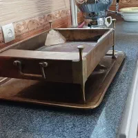 فروش منقل برنجی با سینی برنجی بزرگ عتیقه|کلکسیون اشیاء عتیقه|زرند, |دیوار