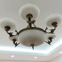 ۴عدد لوستر برنجی اصل و سنگ مرمر اصل|لوستر و چراغ آویز|تهران, دهم فروردین|دیوار