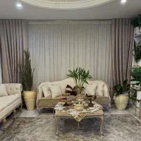 پرده پانچ پارچه تور ترک و دو عدد دکوری پتینه ترک