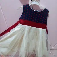 پیراهن مجلسی قرمز رنگ پرچین وپیراهن سفید سورمه ای|لباس|آبادان, |دیوار