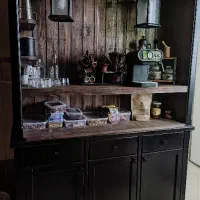 کافی بار خانگی با نورپردازی تمام چوب در حده نو