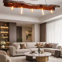 لوستر چوبی ( روستیک ) با لامپهای ادیسونی