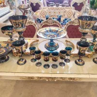 کریستال وارداتی طلاکوب ثابت رانر میوه خوری  مهاجرت|ظروف سرو و پذیرایی|قم, نخودی|دیوار