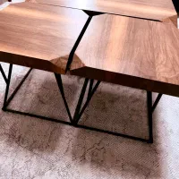 میز وسط جلومبلی چوبی پایه فلزی با دو عدد میز عسلی|مبلمان خانگی و میز عسلی|بابل, |دیوار