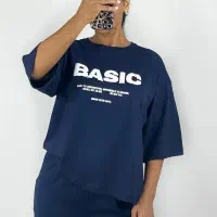 تیشرت باکسی چاپ پفکی و نگین دوری