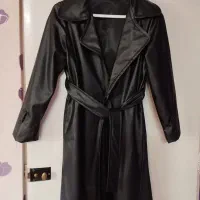 مانتو چرم آستر دار مشکی نو