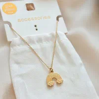 گردنبند زنجیری آویزدار رنگین کمان با روکش طلا