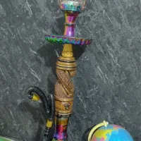 قلیون تنه چوب گردو طرح مار هلوگرامی